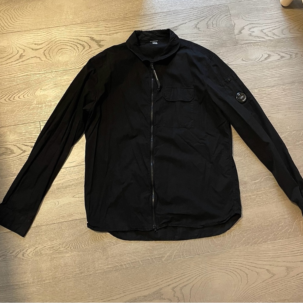 CP Company Black Gabardine Zipped Shirt